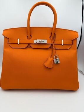 HERMES Birkin 35 Bag Epsom Orange PWH (H830AS)